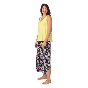 NWT Women’s Cuddl Duds 2-piece Sleeveless, Wide Leg Pajama Set, XXL, Navy Floral